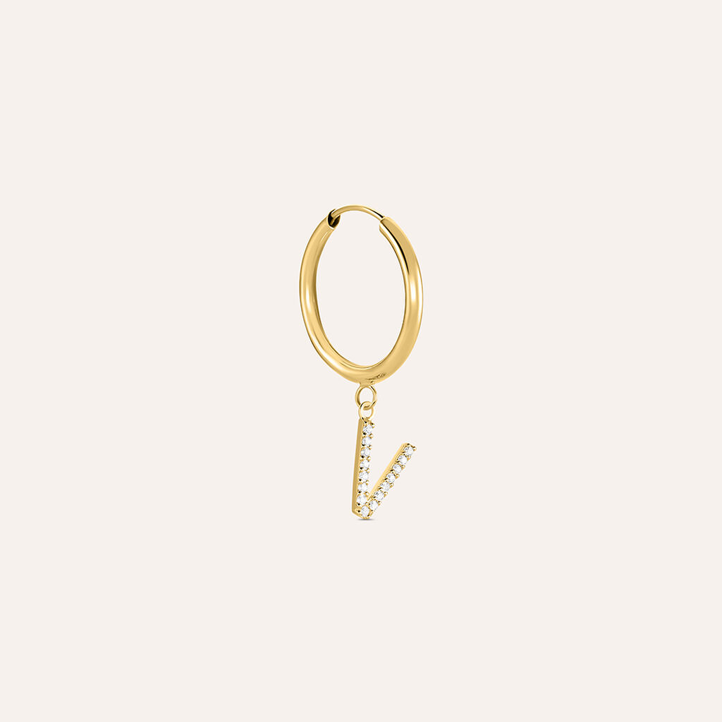 Mono Orecchino A Cerchio Toujours Oro Giallo Cubic Zirconia