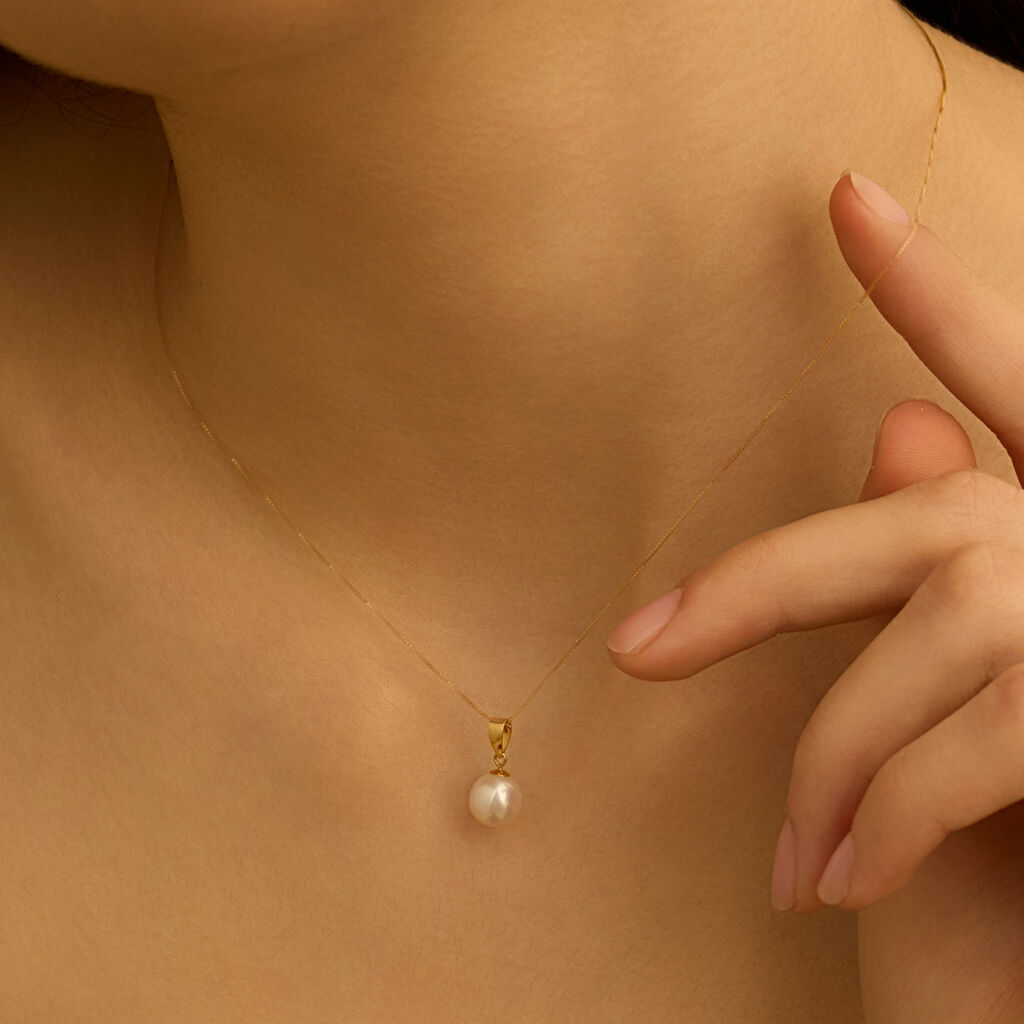 Collana Gabrielle Oro Giallo Perla D'Acqua Dolce