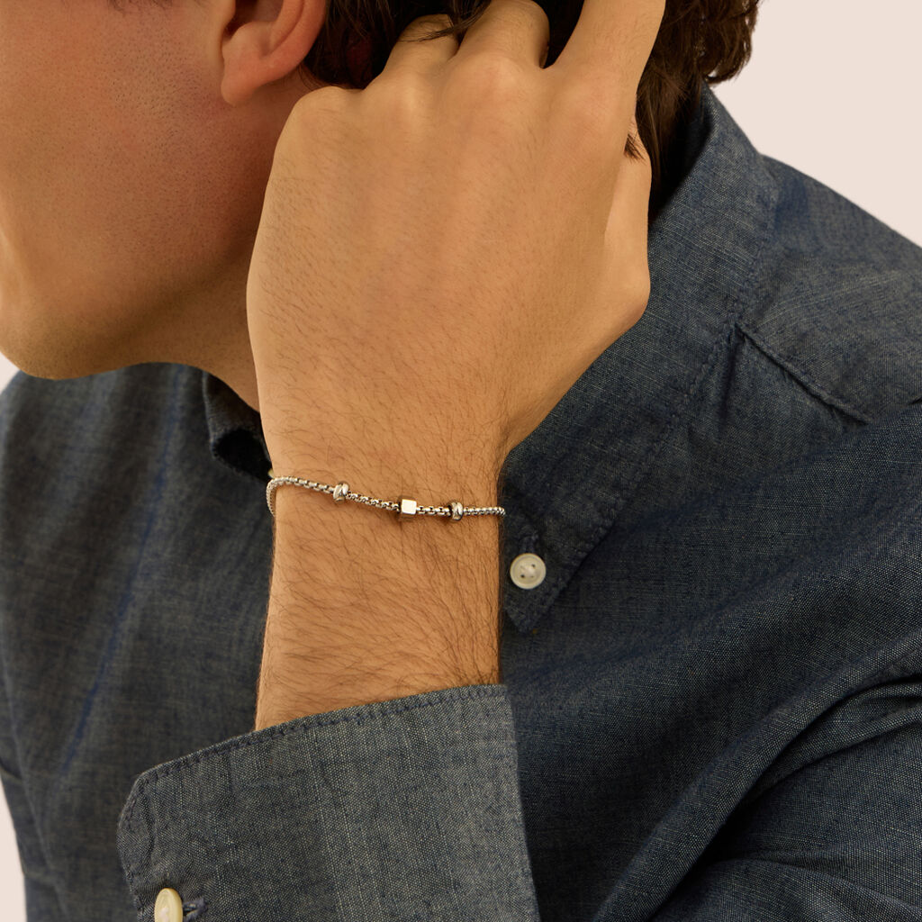 Bead Essential Code Acciaio Bicolore Bianco / Nero