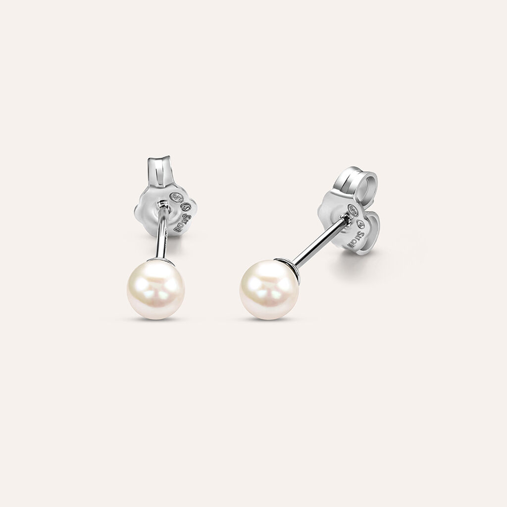 Orecchini Lobo Silver Pearls Argento Rodiato Perla sintetica