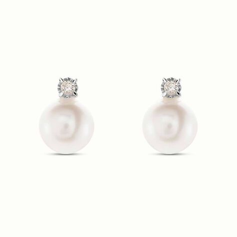 Orecchini Lobo Gold Pearls Oro Bianco Perla D'Acqua Dolce Diamante - Orecchini a Lobo Donna | Stroili