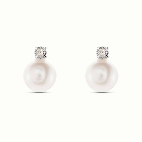 Orecchini Lobo Gold Pearls Oro Bianco Perla D'Acqua Dolce Diamante - Orecchini a Lobo Donna | Stroili