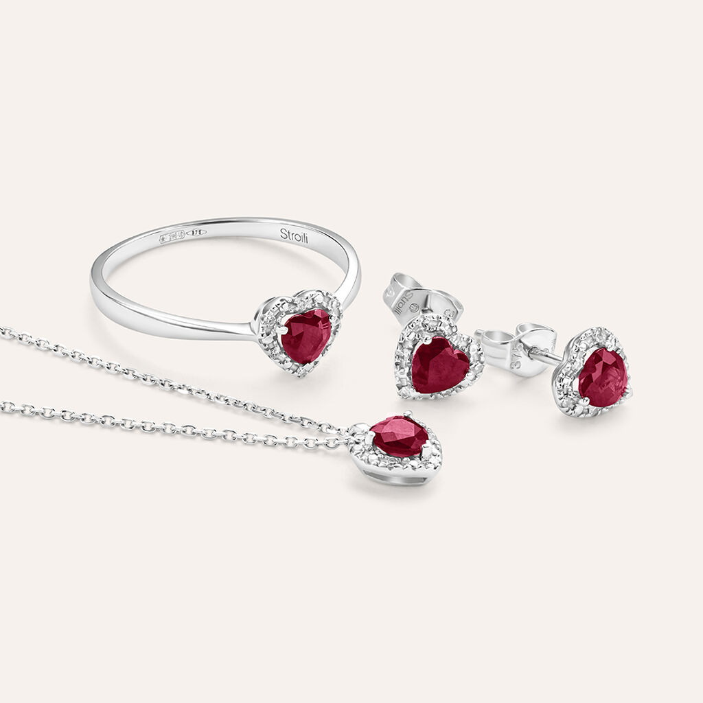 Anello Solitario Charlotte Oro Bianco Rubino Diamante - Anelli con Pietre Donna | Stroili