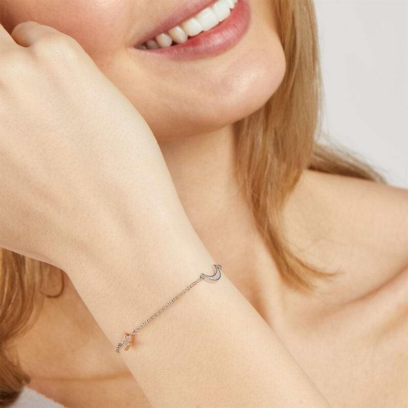 Bracciale Silver Moments Argento Bicolore Bianco / Rosa Cubic Zirconia - Bracciali Amicizia Donna | Stroili