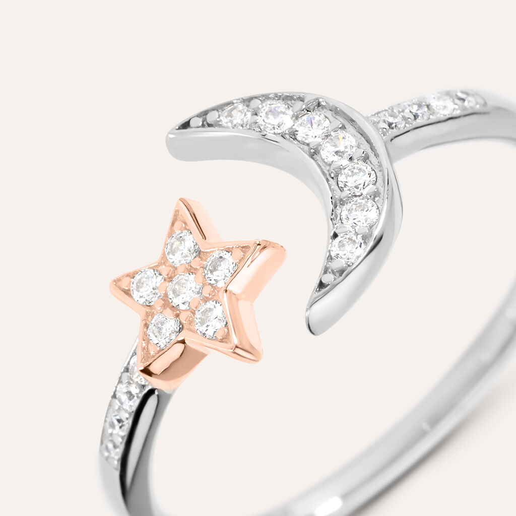 Anello Contrarie Silver Moments Argento Bicolore Bianco / Rosa Cubic Zirconia
