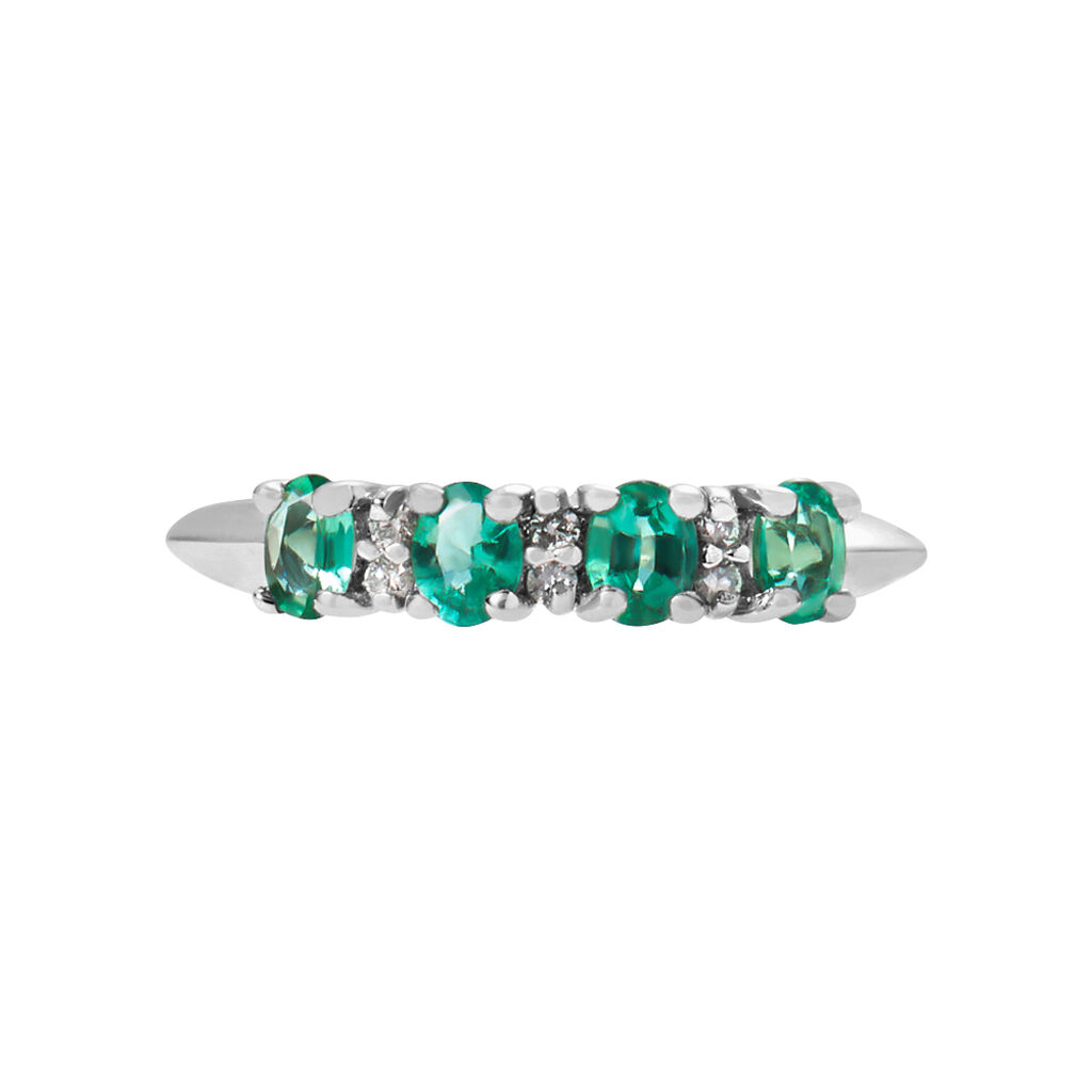 Anello Riviere Elizabeth Crown Oro Bianco Smeraldo Diamante - Anelli Riviere Donna | Stroili