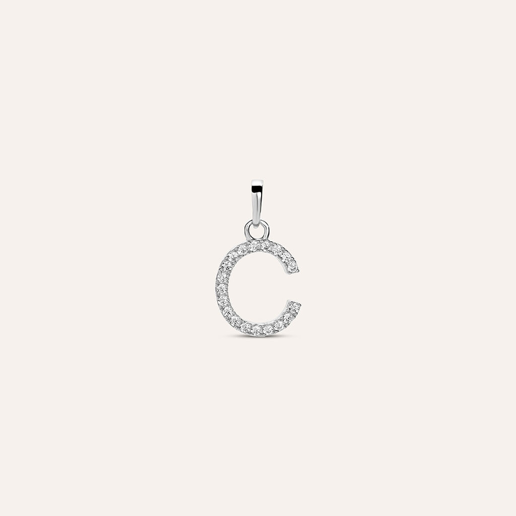 Pendente Po&egrave;me Oro Bianco Cubic Zirconia
