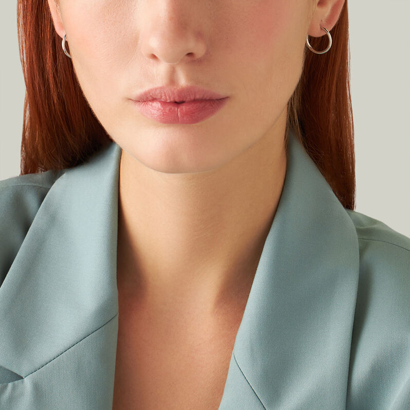 Orecchini A Cerchio Toujours Oro Bianco - Orecchini a Cerchio Donna | Stroili