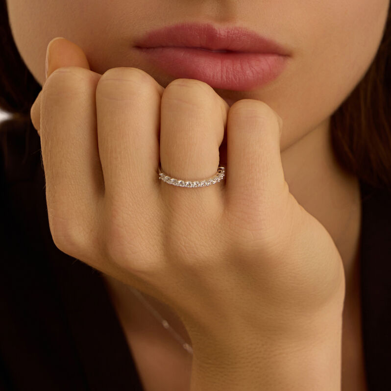 Anello Semi-eternity Claire Oro Bianco Cubic Zirconia - Anelli con Pietre Donna | Stroili
