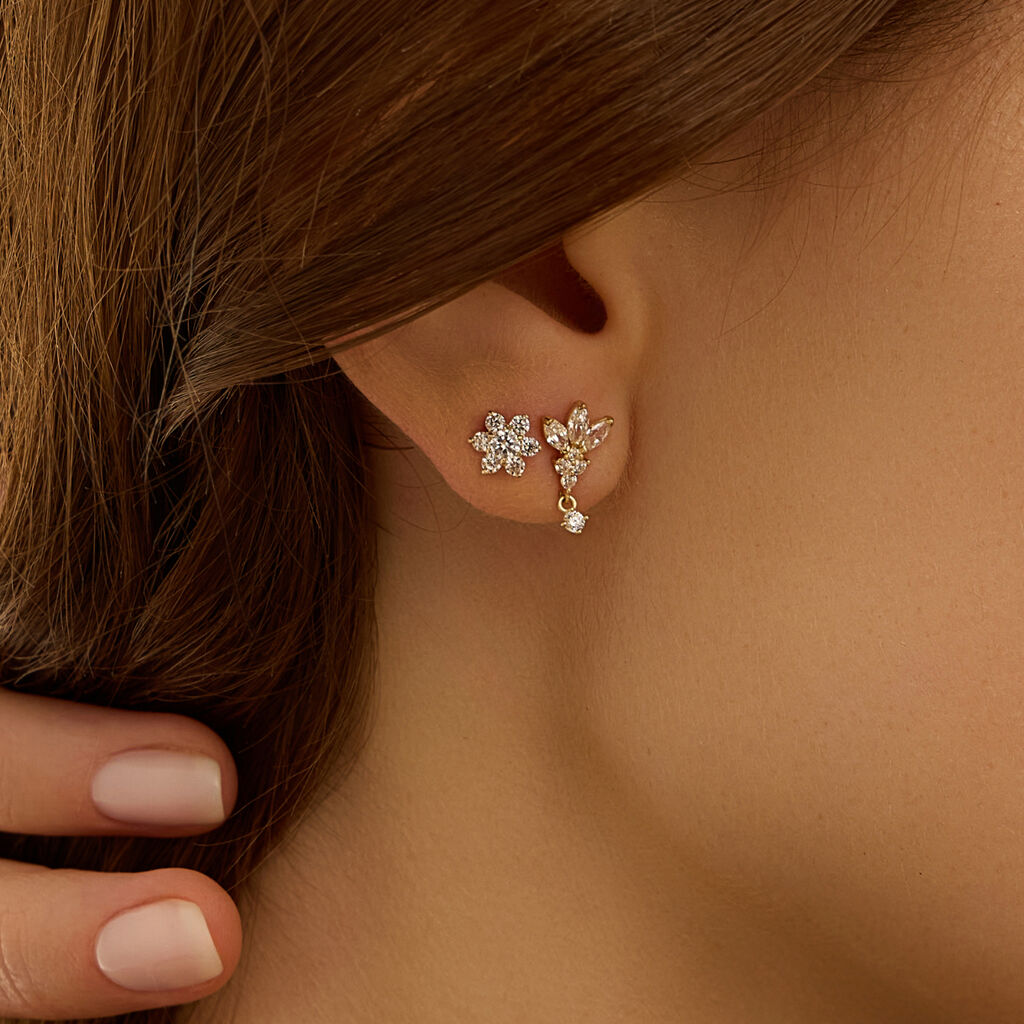 Orecchini Lobo Bon Ton Oro Giallo Cubic Zirconia