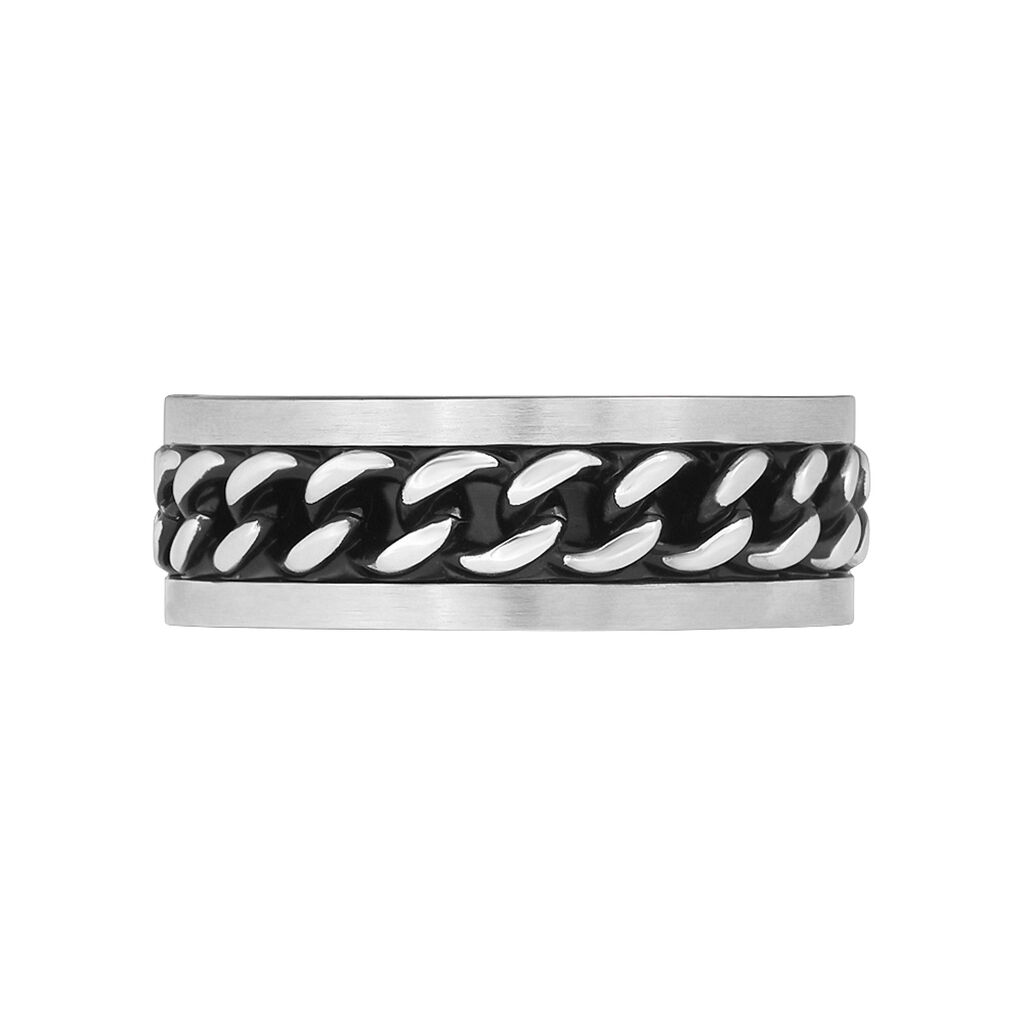 Anello Fascia Man Code Acciaio Bicolore Bianco / Nero - Anelli con Incisione Uomo | Stroili