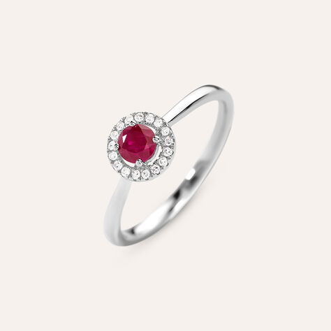 Anello Solitario Charlotte Oro Bianco Rubino Diamante - Anelli con Pietre Donna | Stroili