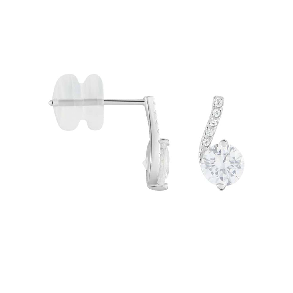 Orecchini Lobo Claire Oro Bianco Cubic Zirconia - Orecchini a Lobo Donna | Stroili