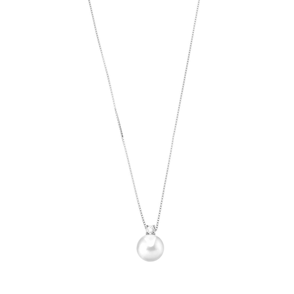 Collana Silver Pearls Argento Rodiato Perla sintentica Cubic Zirconia