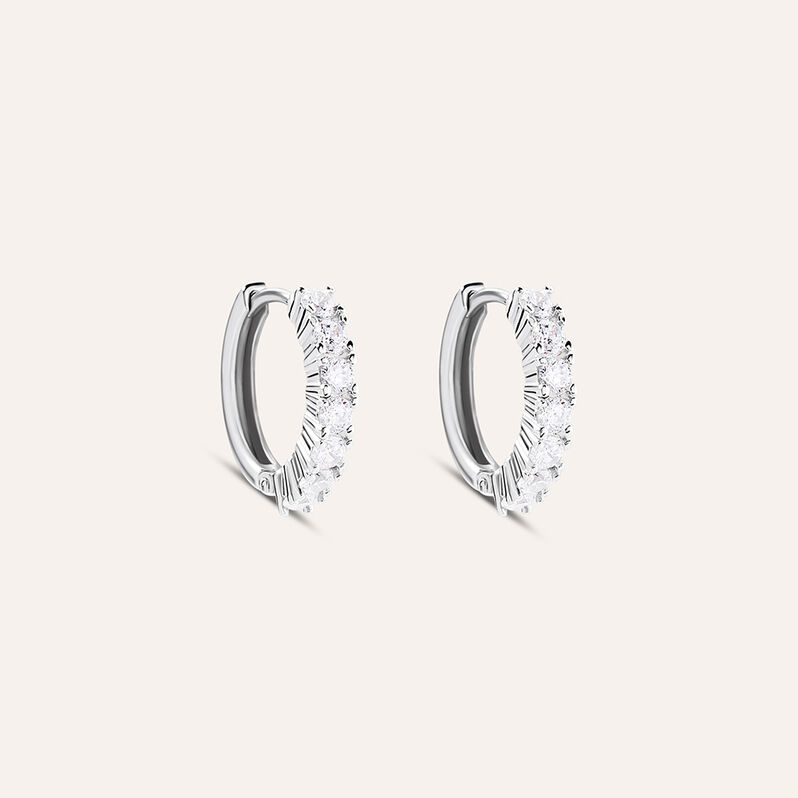 Orecchini A Cerchio Silver Elegance Argento Rodiato Cubic Zirconia - Orecchini a Cerchio Donna | Stroili