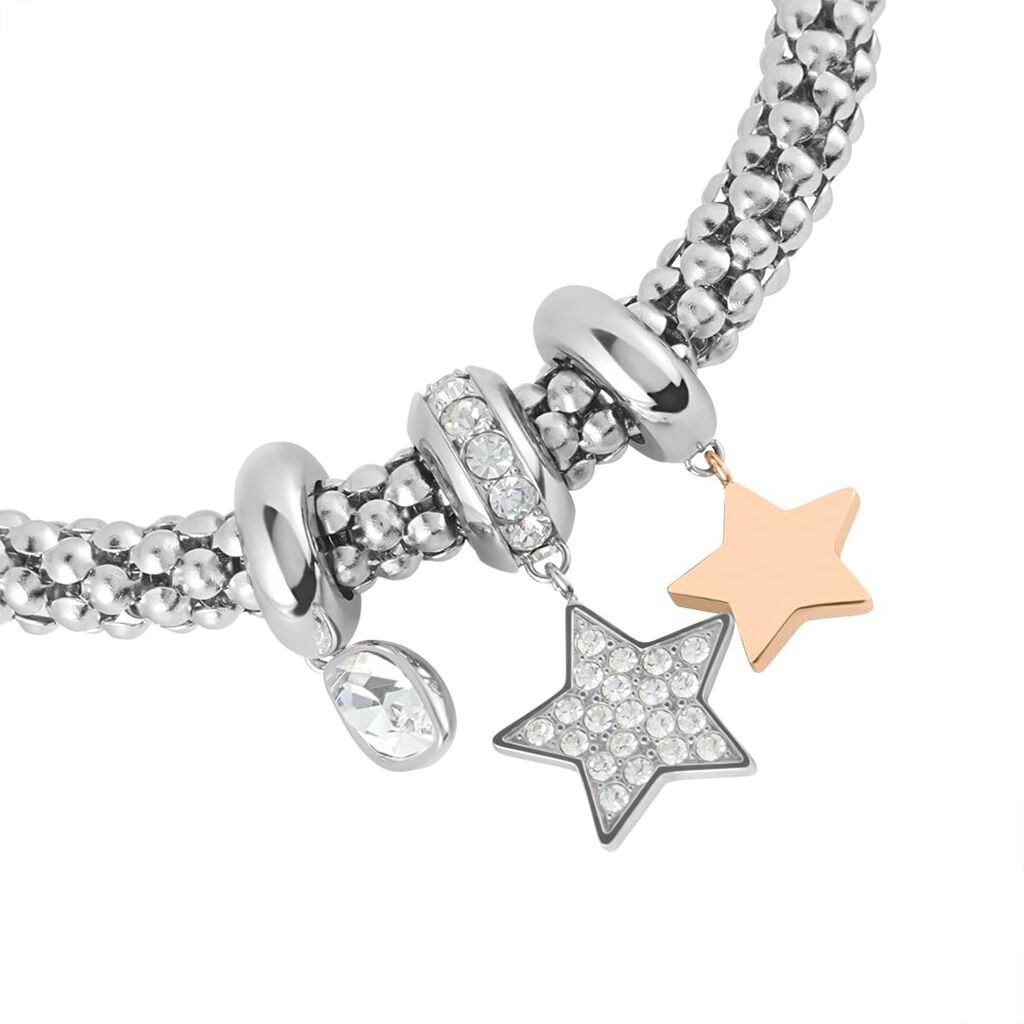 Bracciale Lady Chic Acciaio Bicolore Bianco / Rosa Cristallo - Bracciali Donna | Stroili
