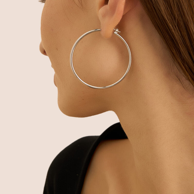 Orecchini A Cerchio Toujours Oro Bianco - Orecchini a Cerchio Donna | Stroili