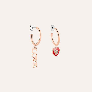 Orecchini Spaiati Lady Sweet Acciaio Rosa Cristallo