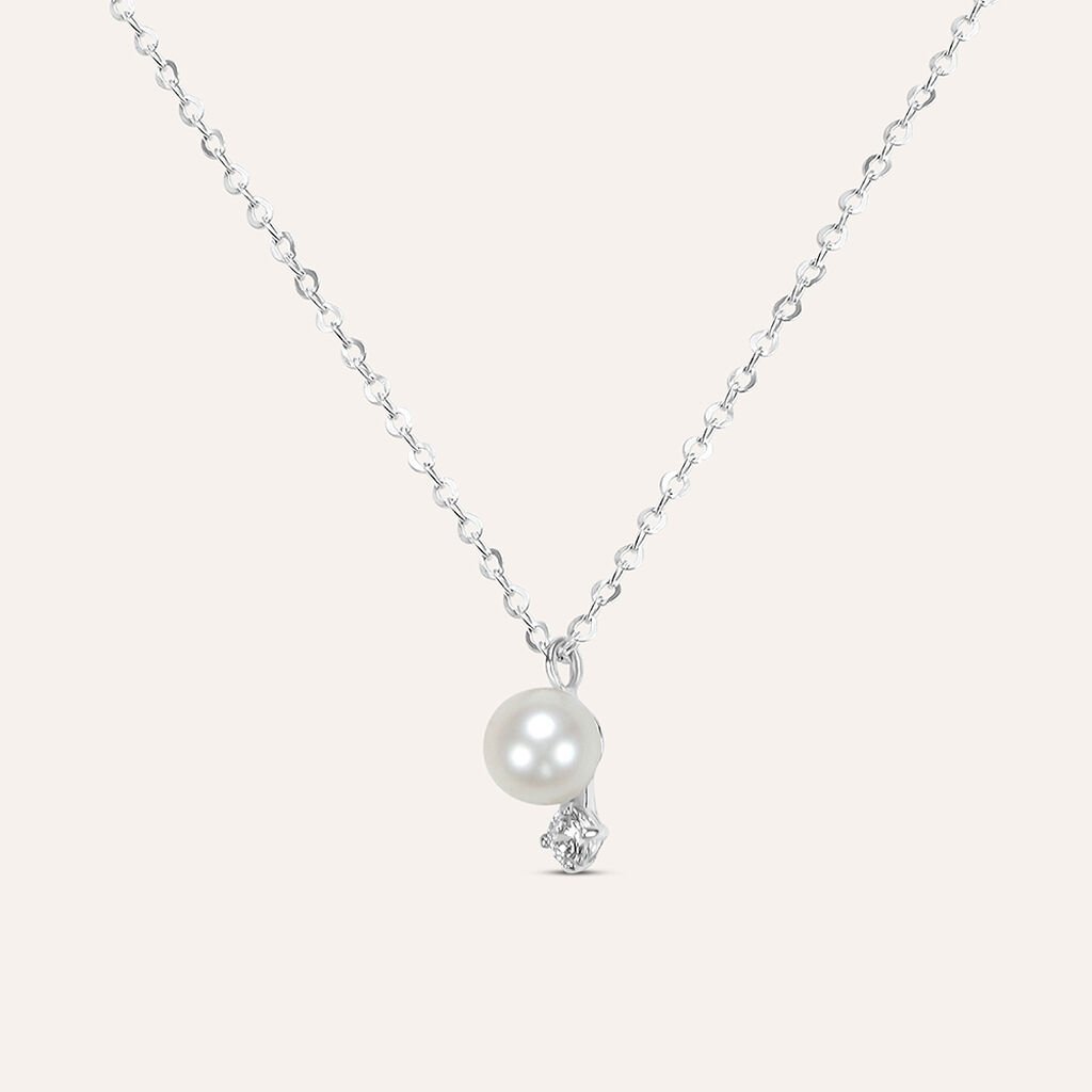 Collana Gabrielle Oro Bianco Perla D'Acqua Dolce Cubic Zirconia - Collane Donna | Stroili