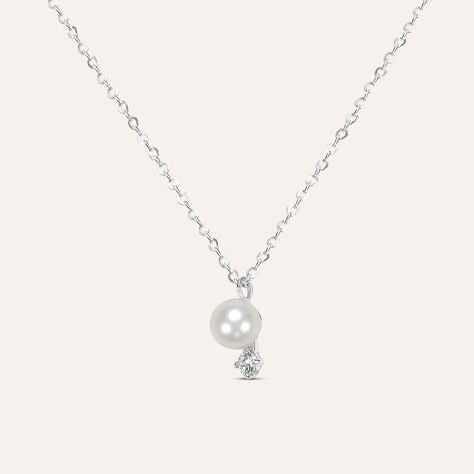 Collana Gabrielle Oro Bianco Perla D'Acqua Dolce Cubic Zirconia - Collane Donna | Stroili