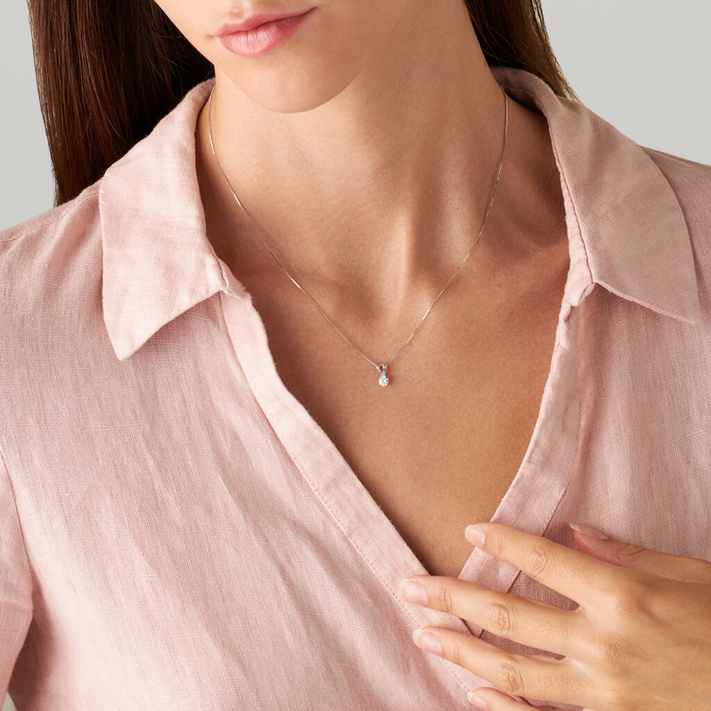 Pendente Punto Luce Poème Oro Bianco Cubic Zirconia - Ciondoli Donna | Stroili
