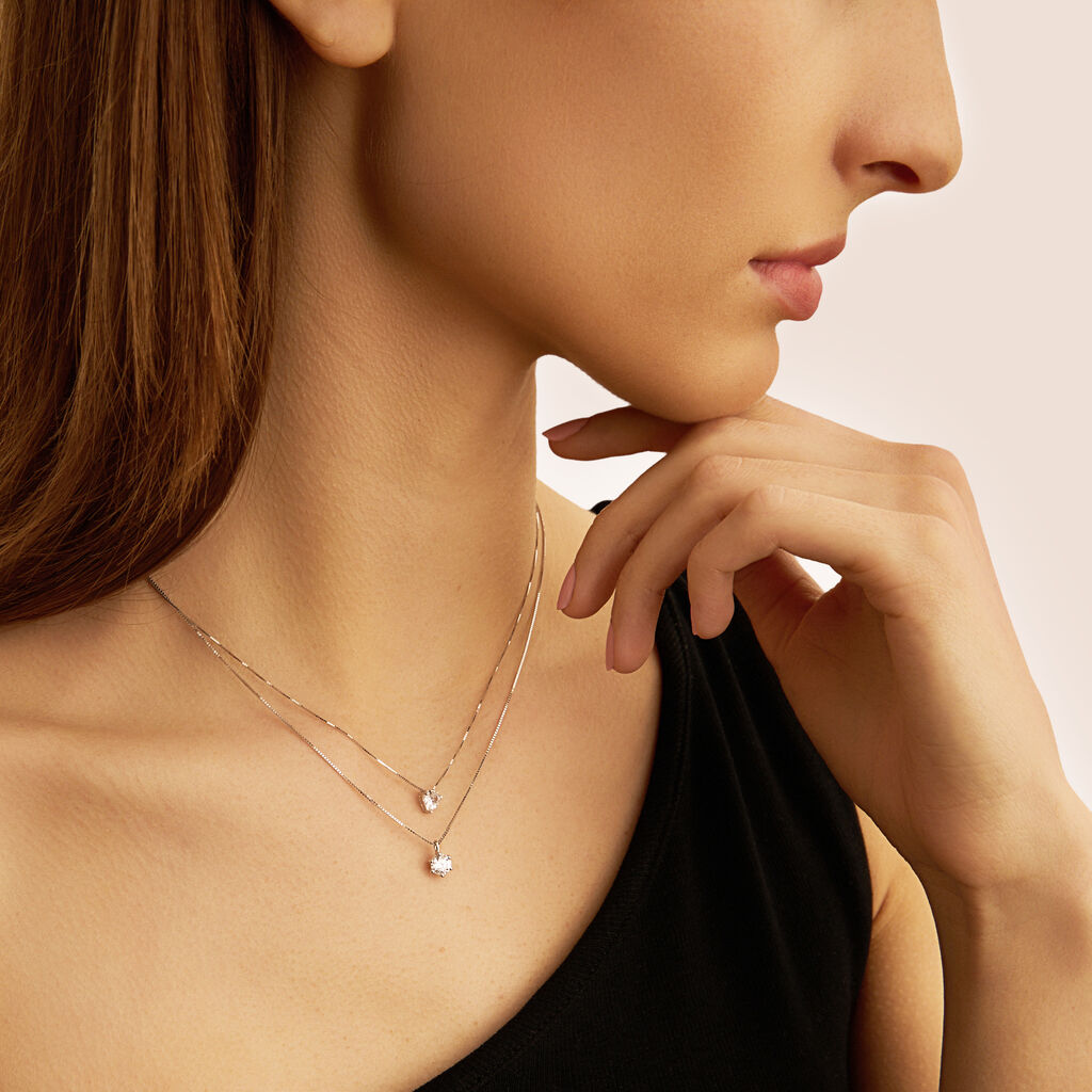 Collana Punto Luce Claire Oro Bianco Cubic Zirconia - Collane Punto Luce Donna | Stroili