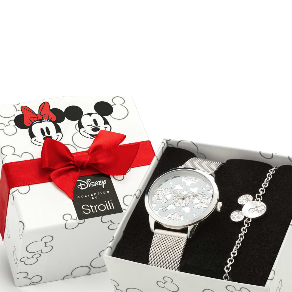 Combo Disney orologio solo tempo Topolino e bracciale con Topolino e strass