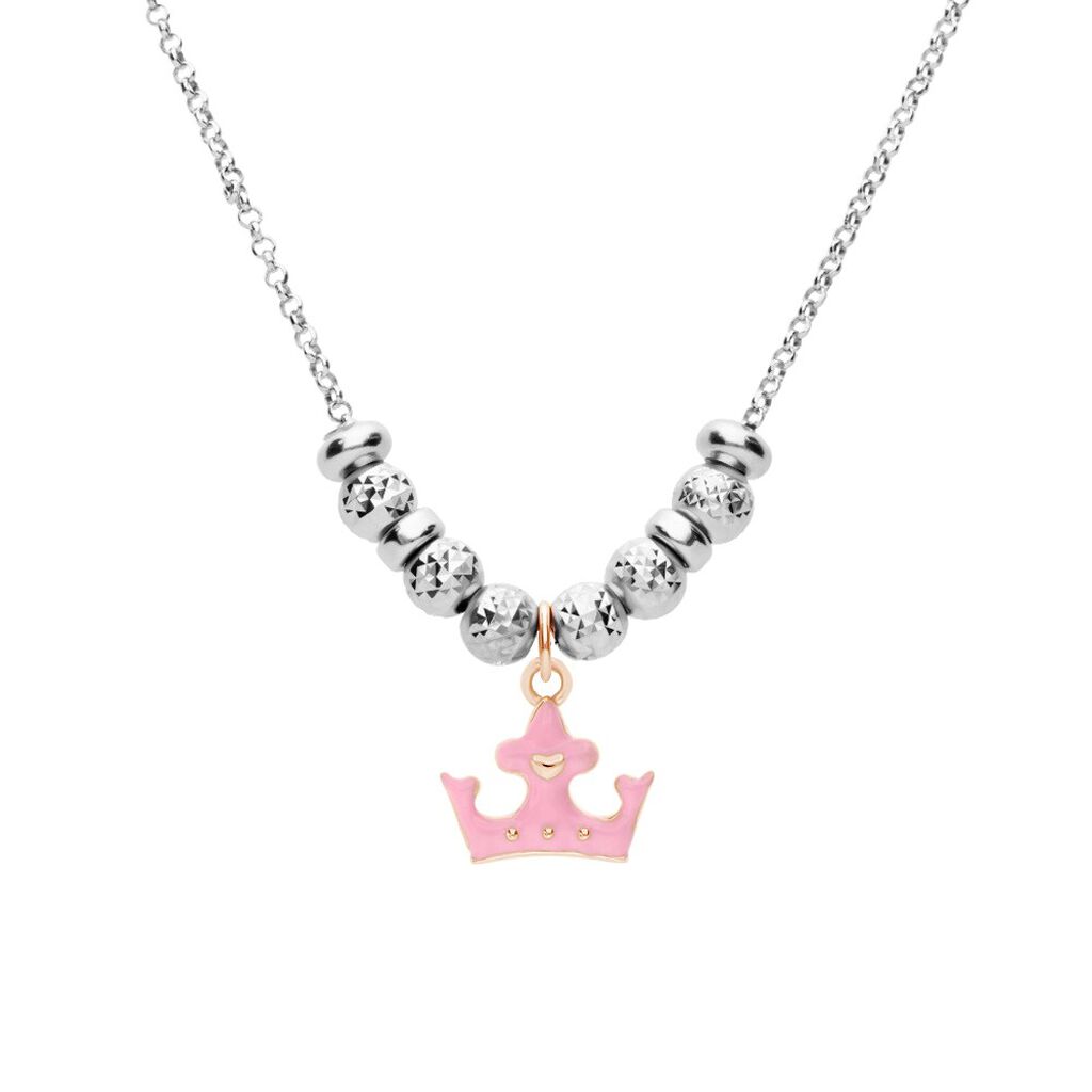Charm in argento rosato e smalto corona