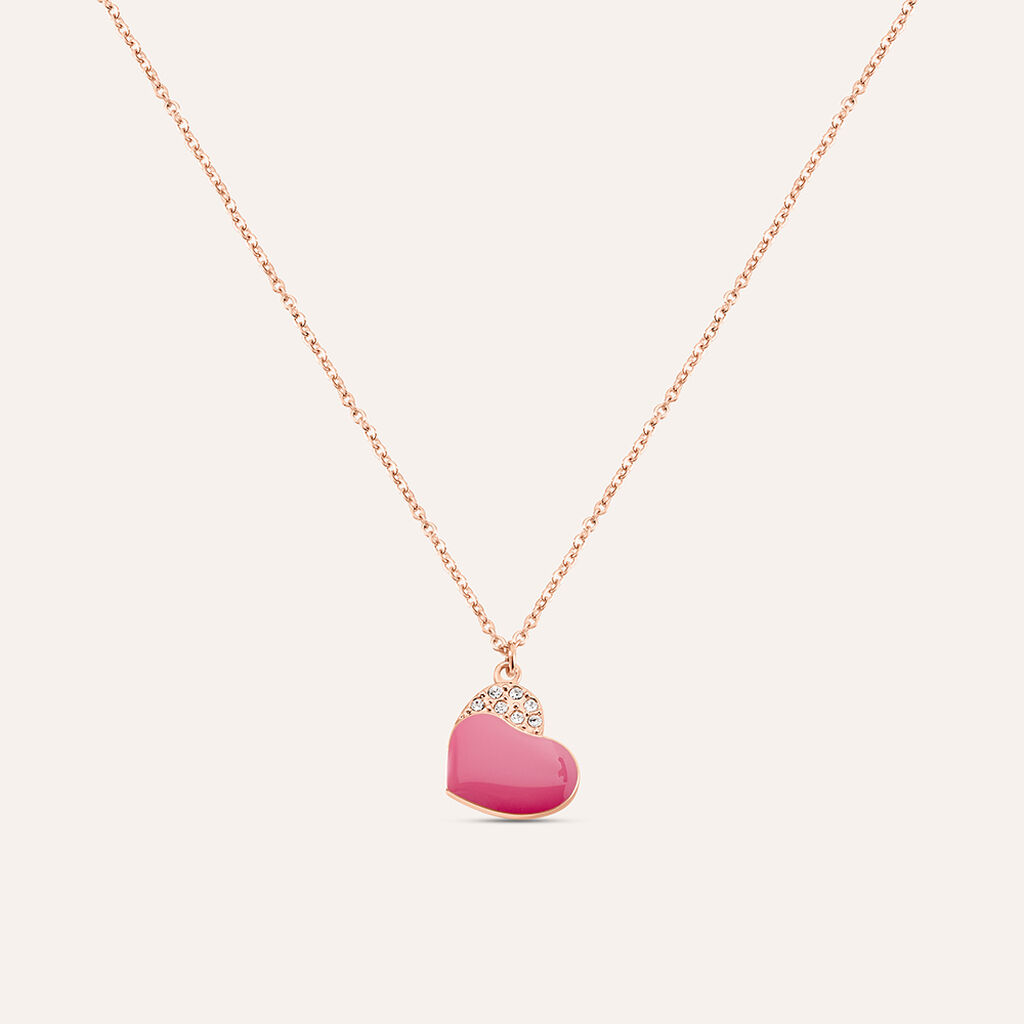 Collana Lady Sweet Acciaio Rosa Cristallo