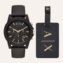 Set Orologio Al Quarzo Armani Exchange Ax7105 e Targhetta per Valigia