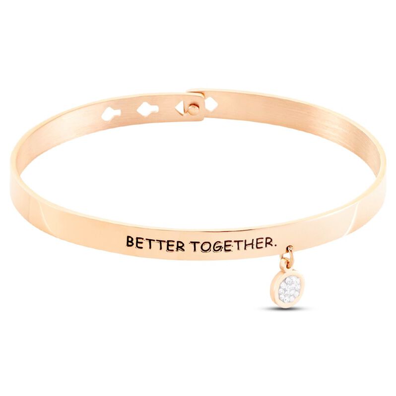 Bangle Lady Message Acciaio Rosato Friendship e Cristalli - Bracciali Donna | Stroili
