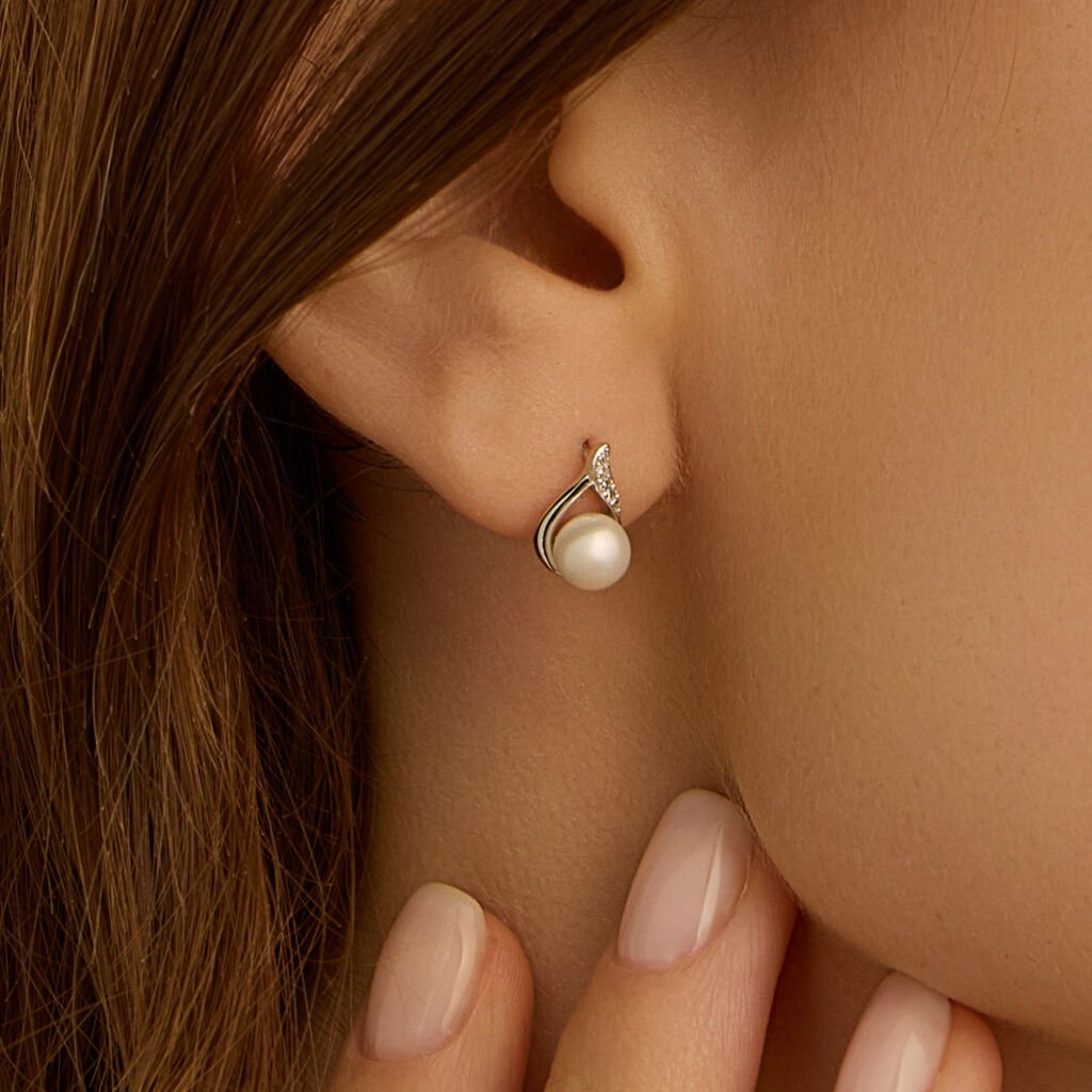 Orecchini Lobo Gold Pearls Oro Bianco Perla D'Acqua Dolce Diamante - Gioielli Donna | Stroili