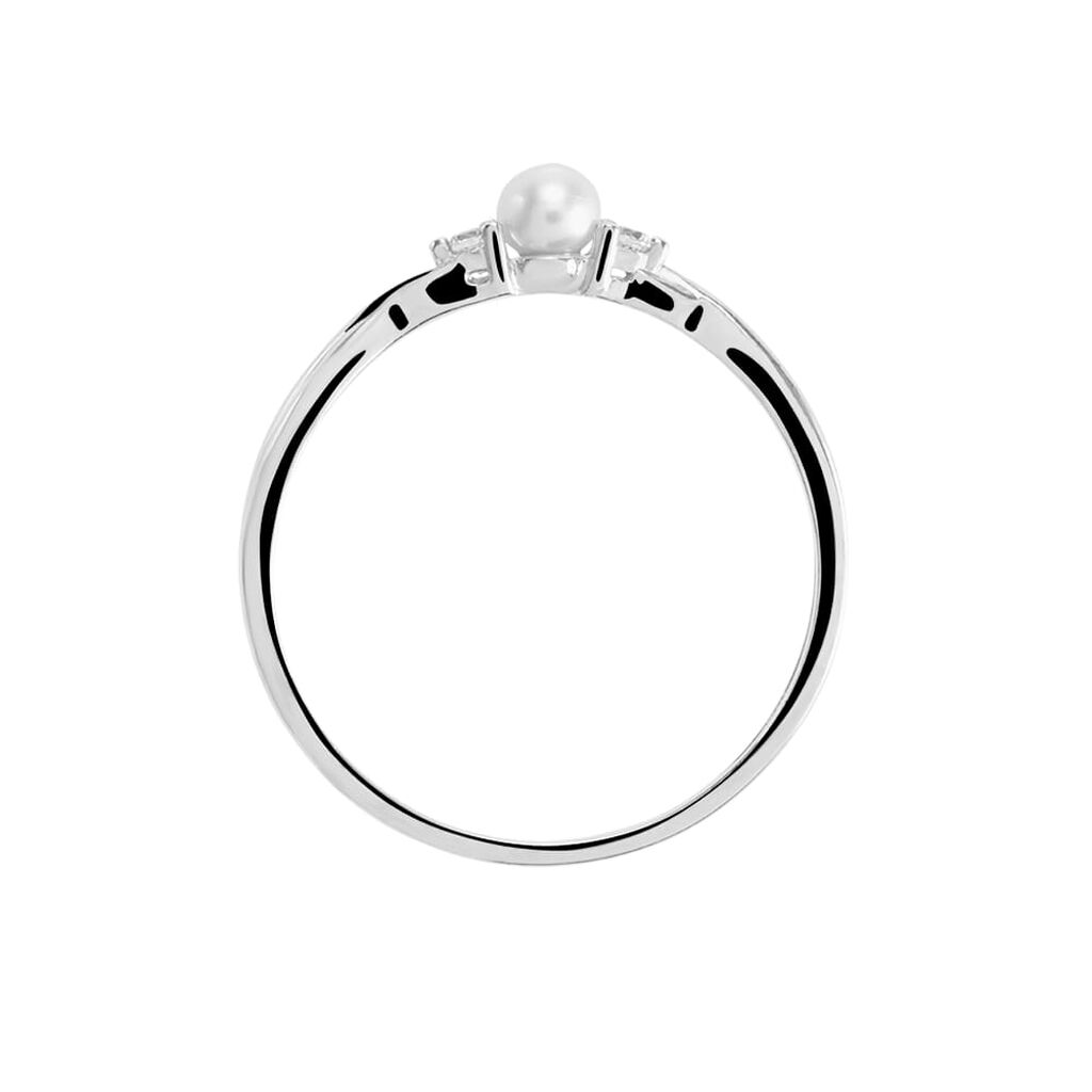 Anello Solitario Gabrielle Oro Bianco Perla D'Acqua Dolce Cubic Zirconia - Anelli con Pietre Donna | Stroili