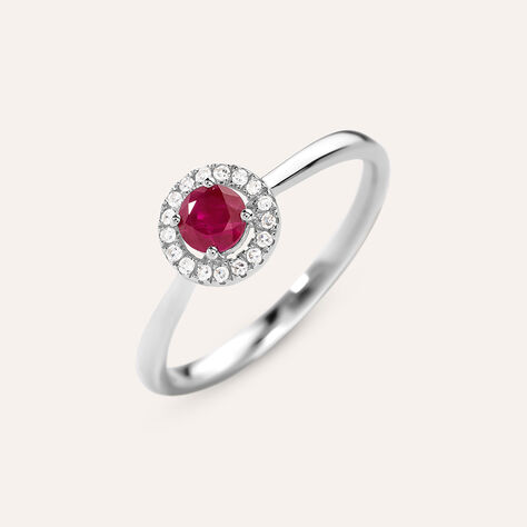 Anello Solitario Charlotte Oro Bianco Rubino Diamante - Anelli con Pietre Donna | Stroili