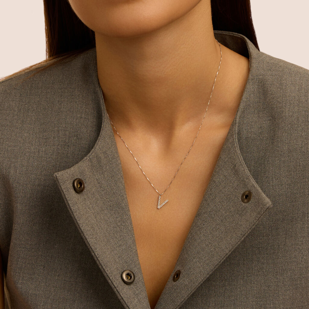 Collana Diamond Letters Oro Bianco Diamante