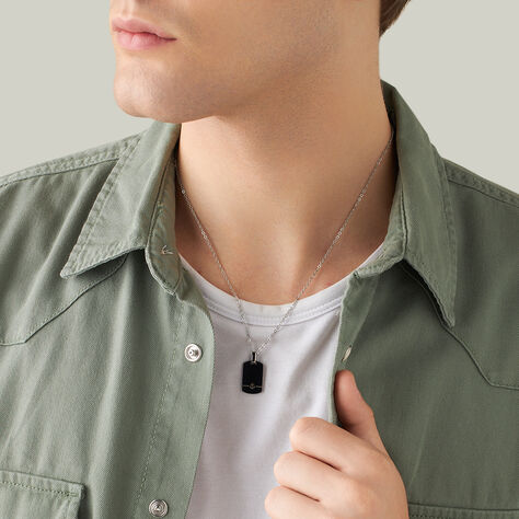 Collana Man Code Acciaio Bicolore Bianco / Nero - Collane Uomo | Stroili