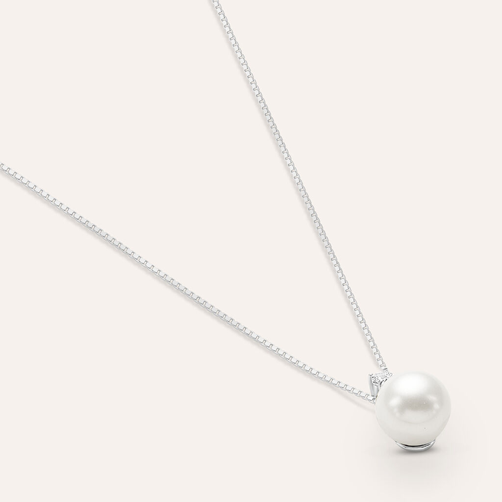 Collana Silver Pearls Argento Rodiato Perla sintentica Cubic Zirconia