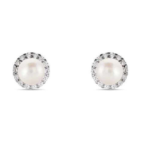 Orecchini Lobo Gabrielle Oro Bianco Perla D'Acqua Dolce Cubic Zirconia - Orecchini a Lobo Donna | Stroili