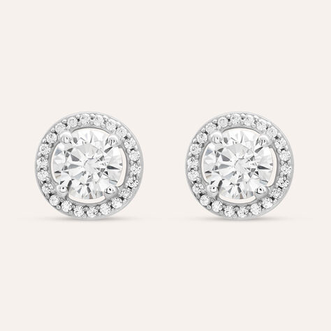 Orecchini Lobo Punto Luce Claire Oro Bianco Cubic Zirconia - Orecchini a Lobo Donna | Stroili