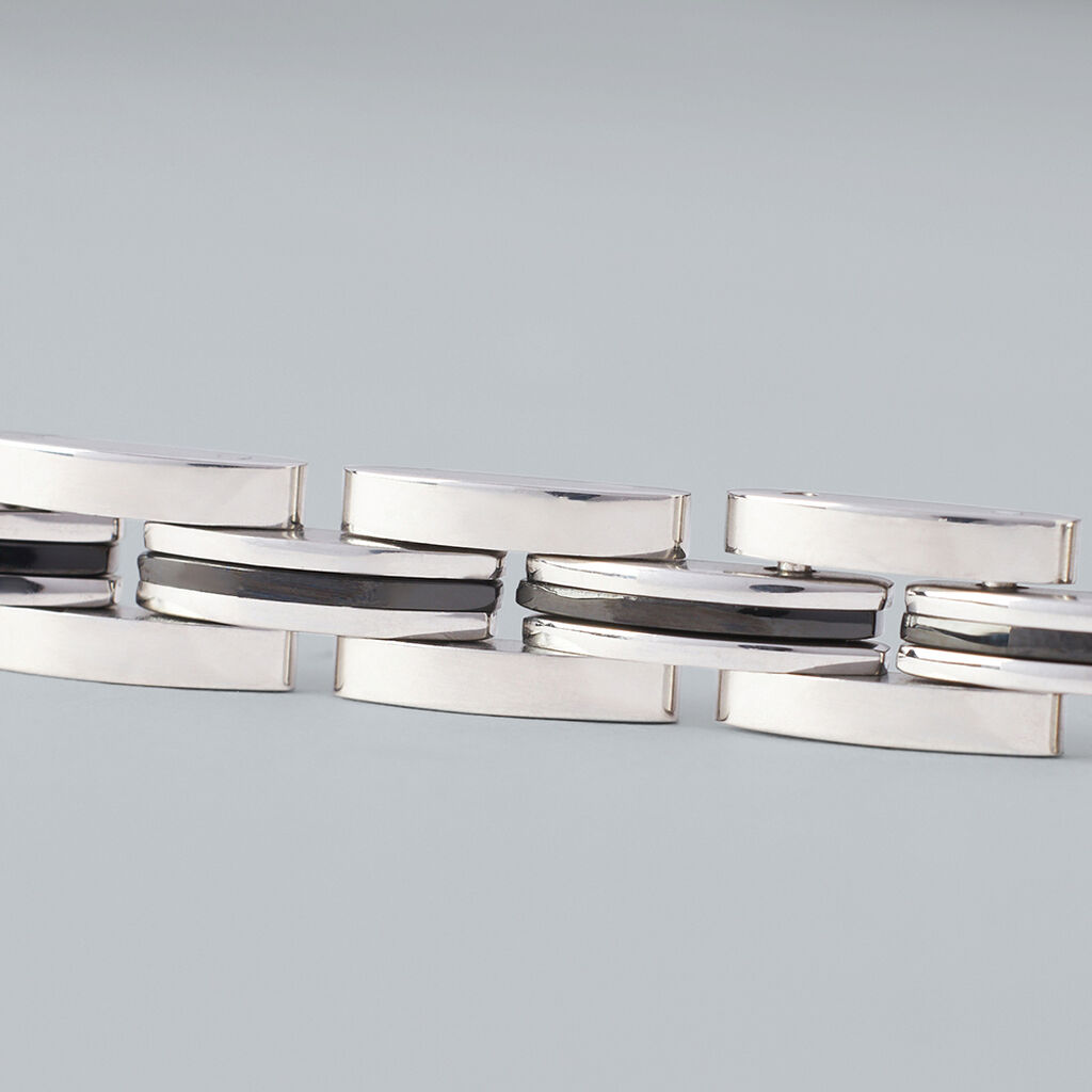 Bracciale Man Code Acciaio Bicolore Bianco / Nero Cubic Zirconia - Bracciali Uomo | Stroili