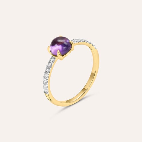 Anello Solitario Amélie Oro Giallo Ametista Cubic Zirconia - Regalo per Cerimonie Religiose Donna | Stroili
