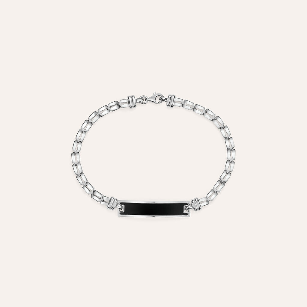 Bracciale Con Targhetta Gentleman Argento Rodiato - Bracciali con Incisione Uomo | Stroili
