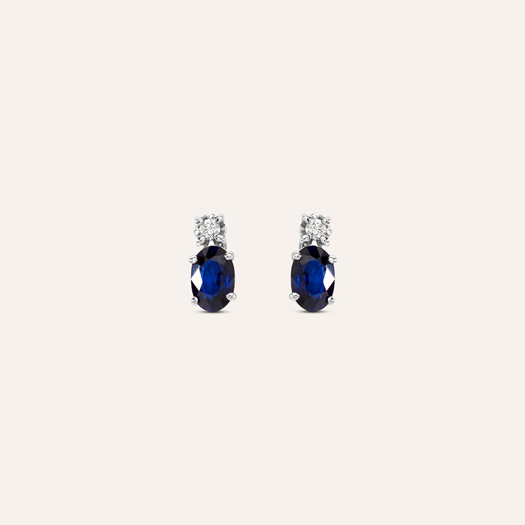 Orecchini Lobo Punto Luce Elizabeth Crown Oro Bianco Zaffiro Diamante - Orecchini a Lobo Donna | Stroili
