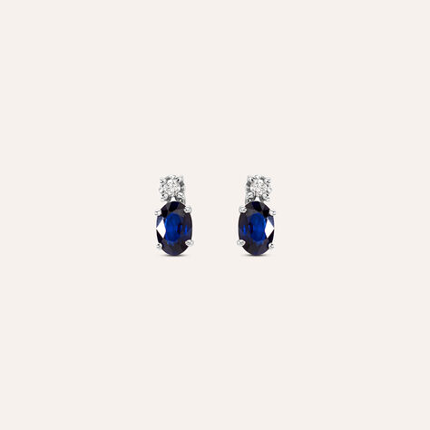 Orecchini Lobo Punto Luce Elizabeth Crown Oro Bianco Zaffiro Diamante - Orecchini a Lobo Donna | Stroili