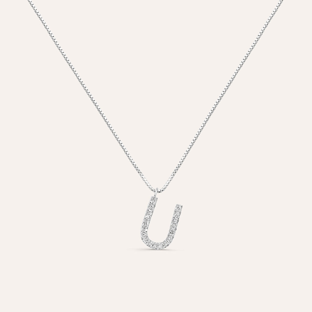 Collana Diamond Letters Oro Bianco Diamante