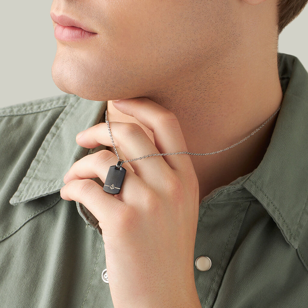 Collana Man Code Acciaio Bicolore Bianco / Nero - Collane Uomo | Stroili