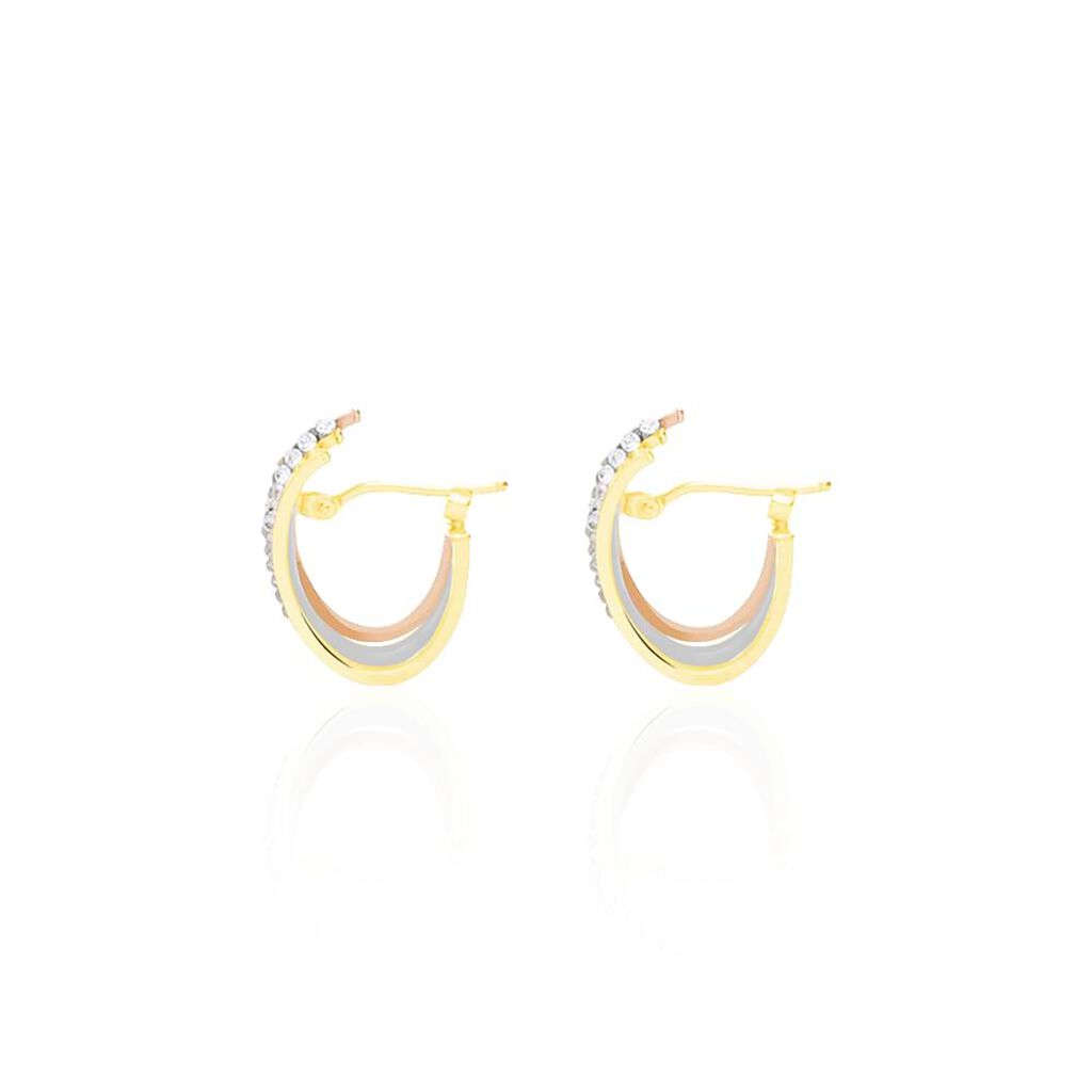 Orecchini A Cerchio Toujours Oro Tricolore Cristallo - Orecchini a Cerchio Donna | Stroili