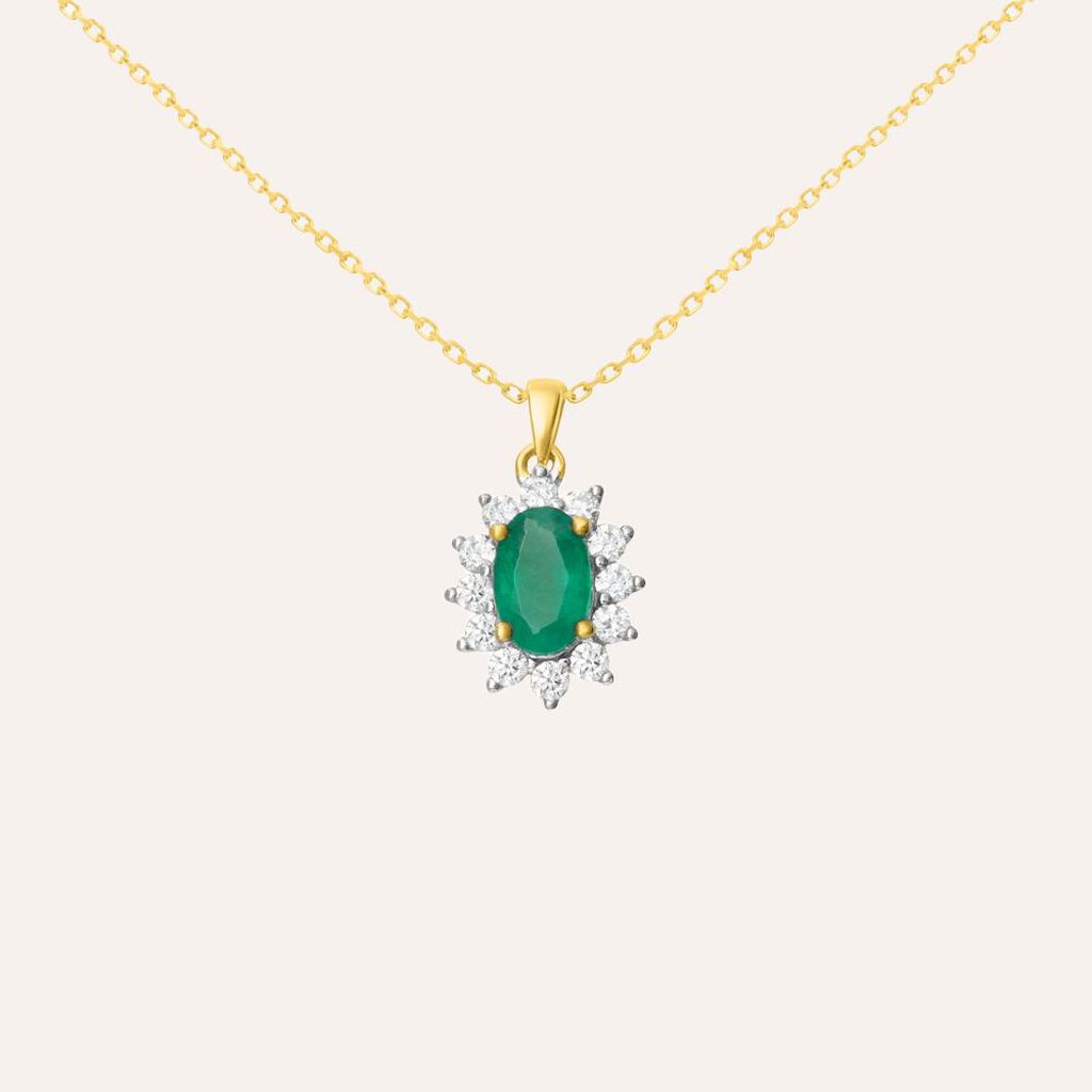 Collana Charlotte Oro Giallo Smeraldo Diamante