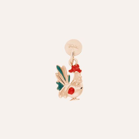 Charm in argento rosato e smalto galletto - Charms Donna | Stroili