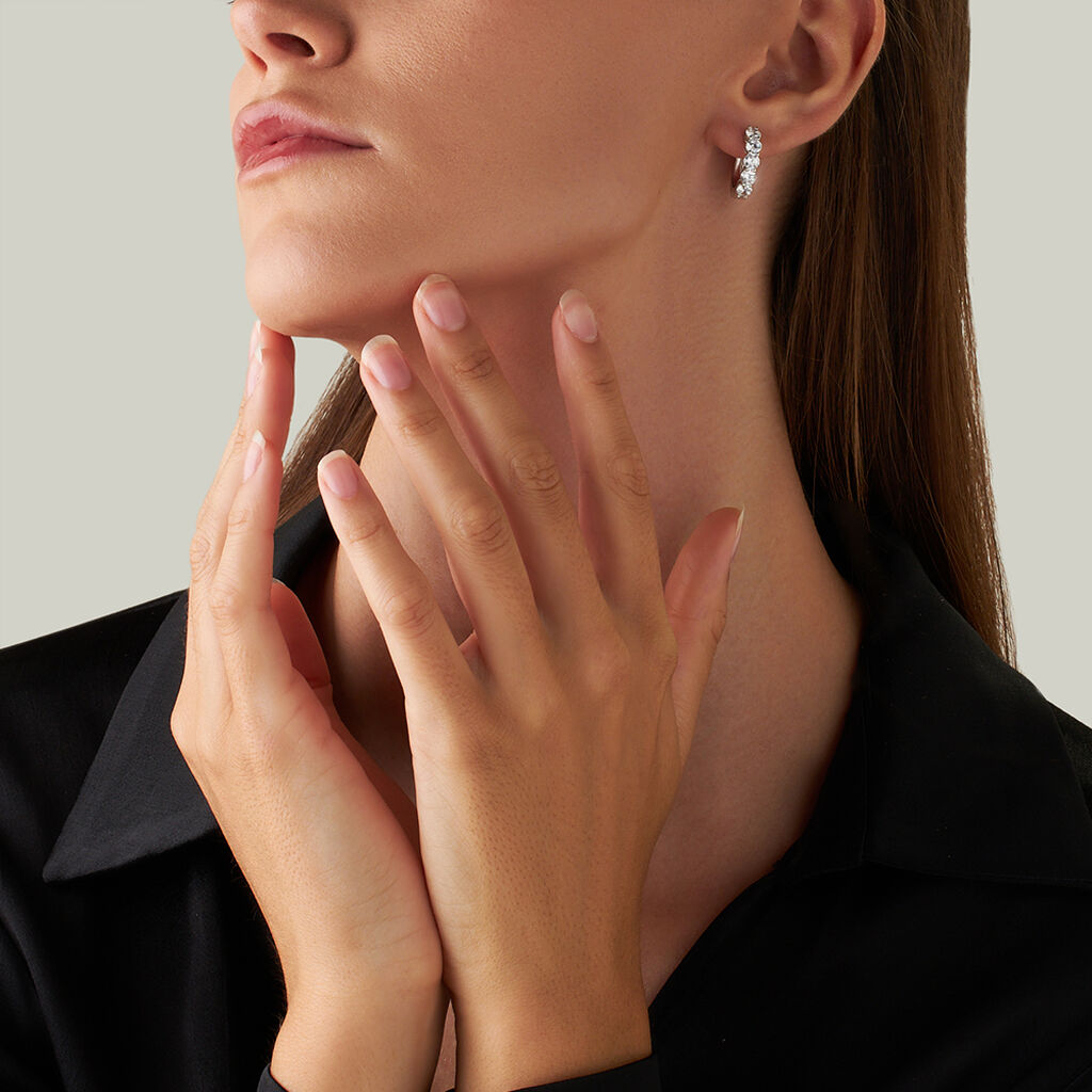 Orecchini A Cerchio Silver Elegance Argento Rodiato Cubic Zirconia - Orecchini a Cerchio Donna | Stroili